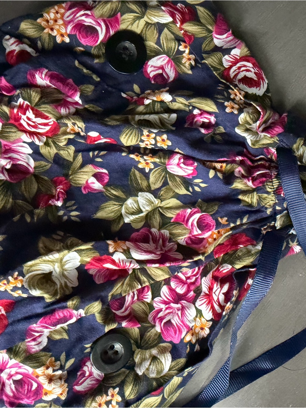 Floral Navy Scrub cap with Pink Rose Print